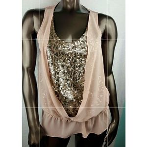 Apt 9 Glitter Blush Pink Silver Shiny Layer Top